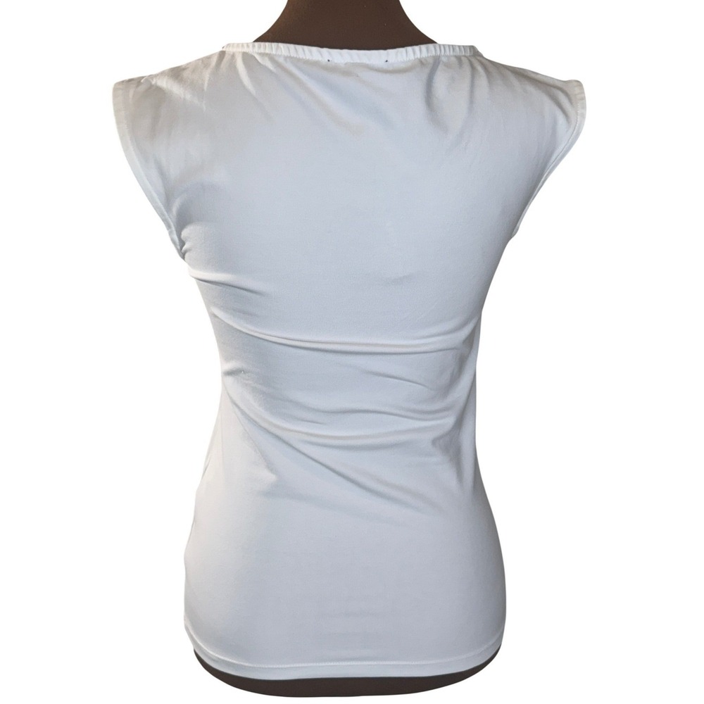 J.Crew Top XS Sleeveless Wrap White Stretch Knit NWT Blouse Shirt‎ Top Tee - Picture 4 of 9